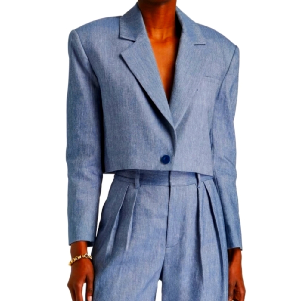 Shan Cropped Chambray Blazer